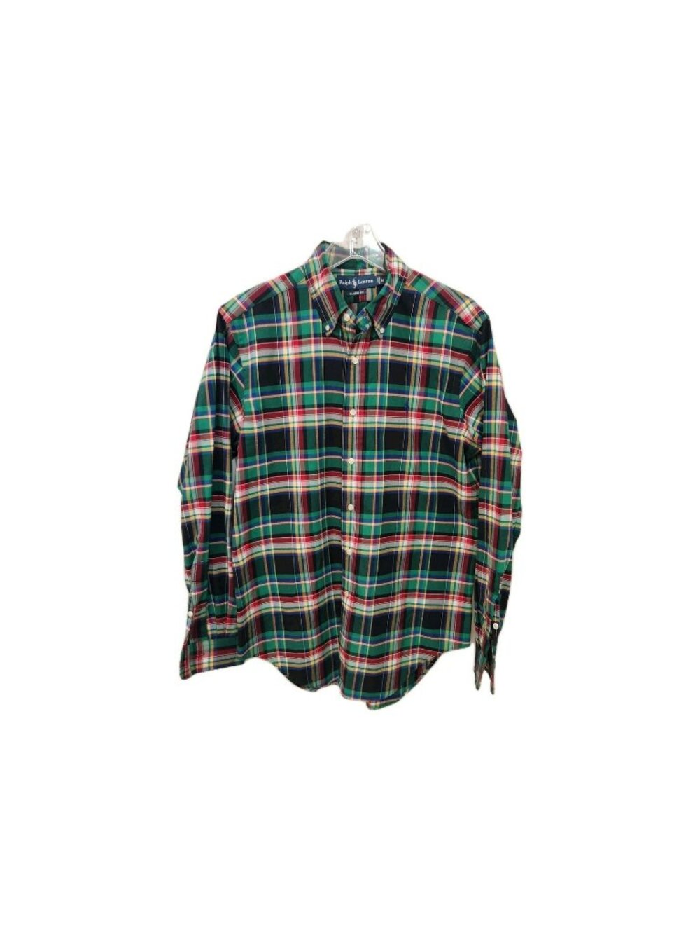 Vintage Ralph Lauren Classic Fit Plaid Button Down Shirt Green Preppy Mens M